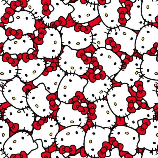 Hello Kitty&#xAE; Packed Red Bow Cotton Fabric
